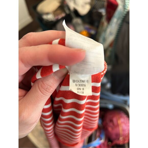 Banana Republic Orange and White Striped Rayon Blend A-Line Dress, Size 10 - Picture 7 of 7